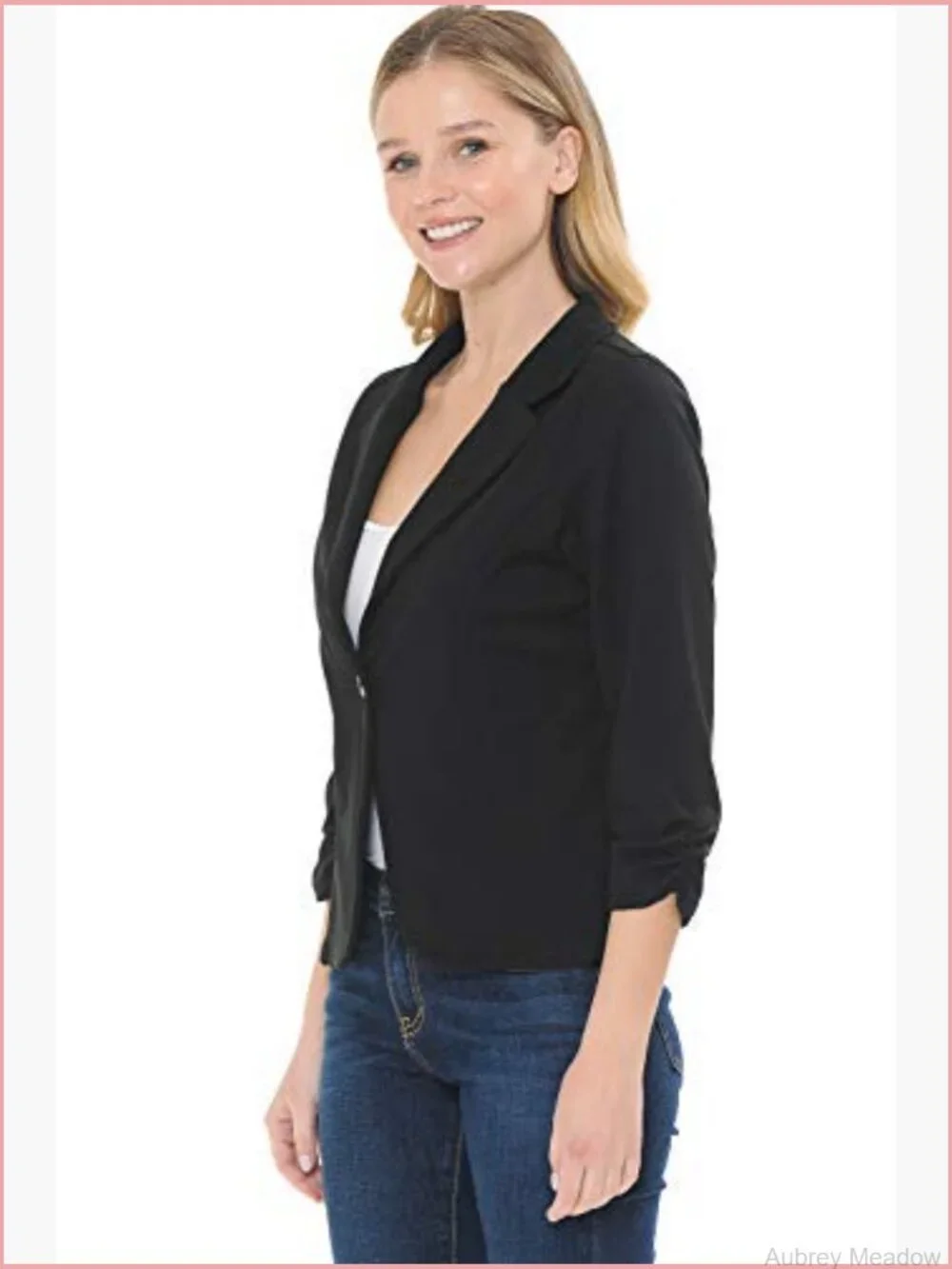 Women's 3/4 Sleeve Knit Blazer - Slim Fit Office Blazer